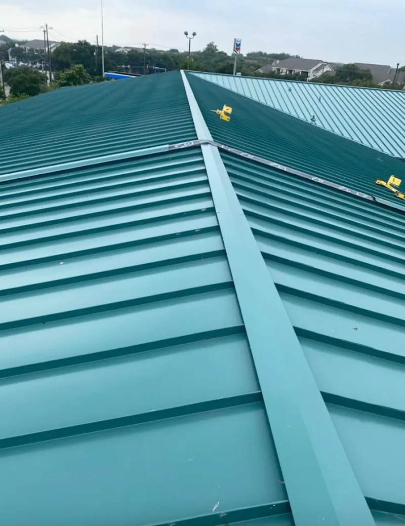 Green commercial metal roof ridge and valley for Metal Roof Repair in New Square